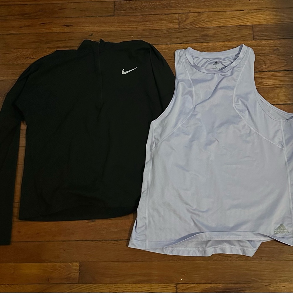Nike Black pullover & Adidas Light Lavender Tank Duo